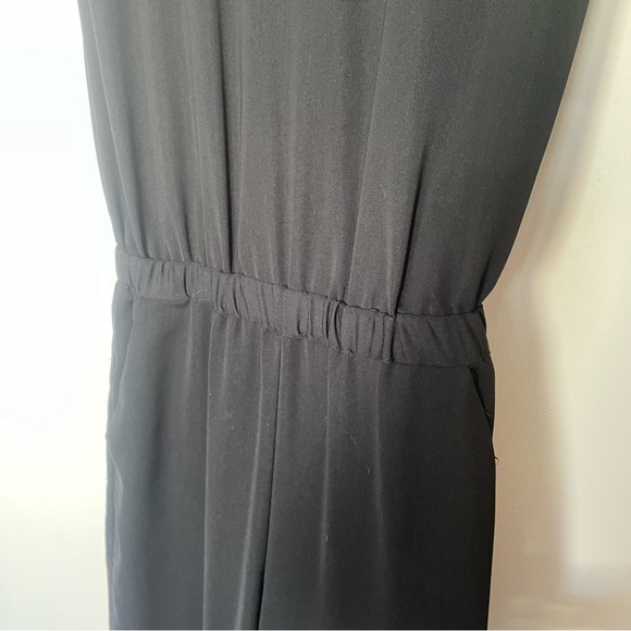 Small Black Pants Suit Jumpsuit Romper Lace Top Dressy Pockets - Picture 3 of 6